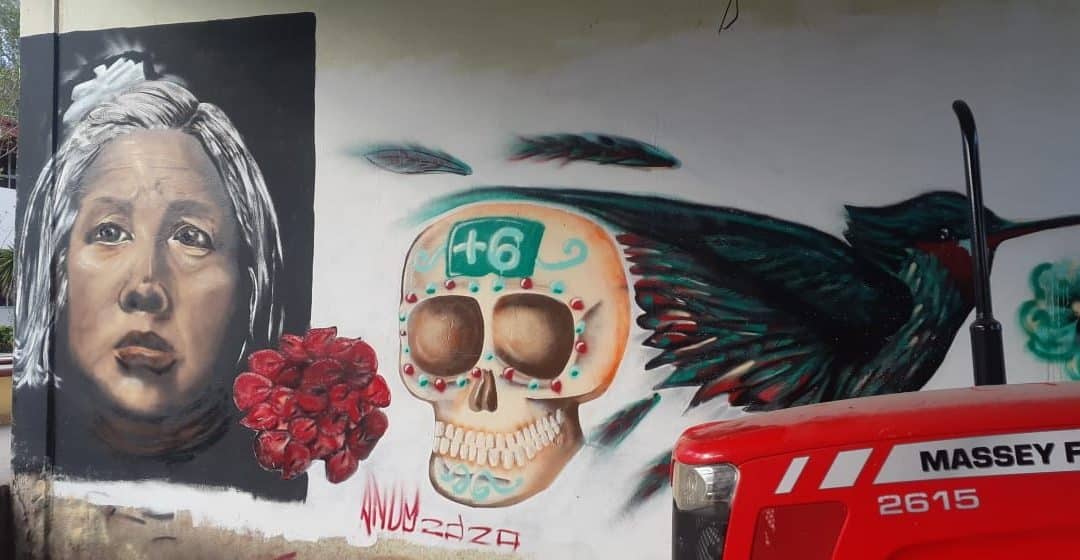 Video: Mural graffiti de Bertha Nava madre de Ayotzinapa